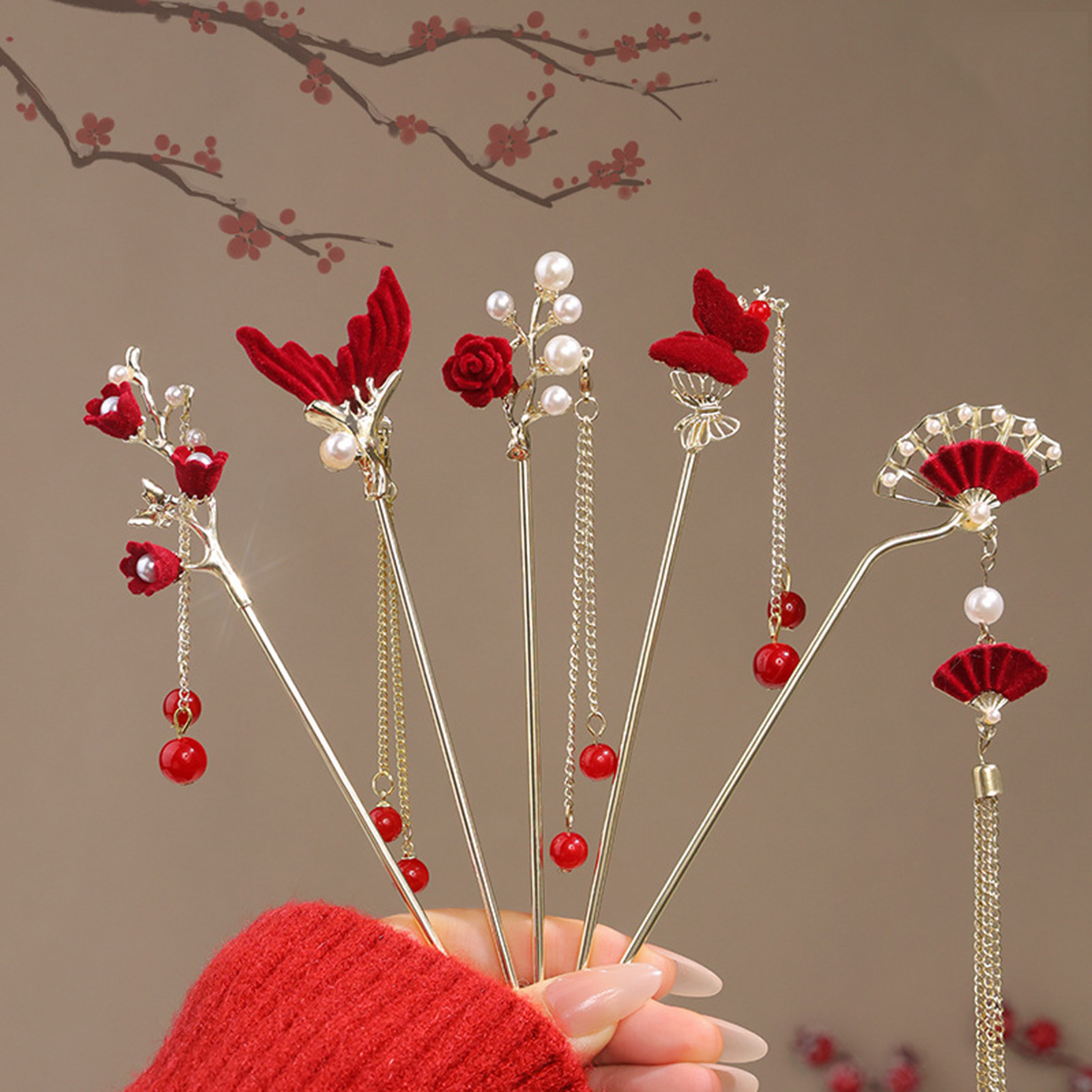 Flower Supply - Haarnadel im chinesischen Stil mit Rosenblüten