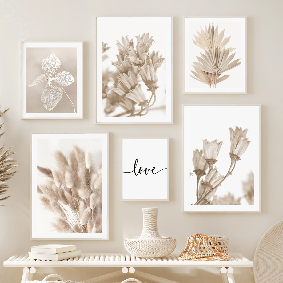 Palm Leaf Dried - Neutrales Beige Boho Wandkunst Leinwand-Poster Druck