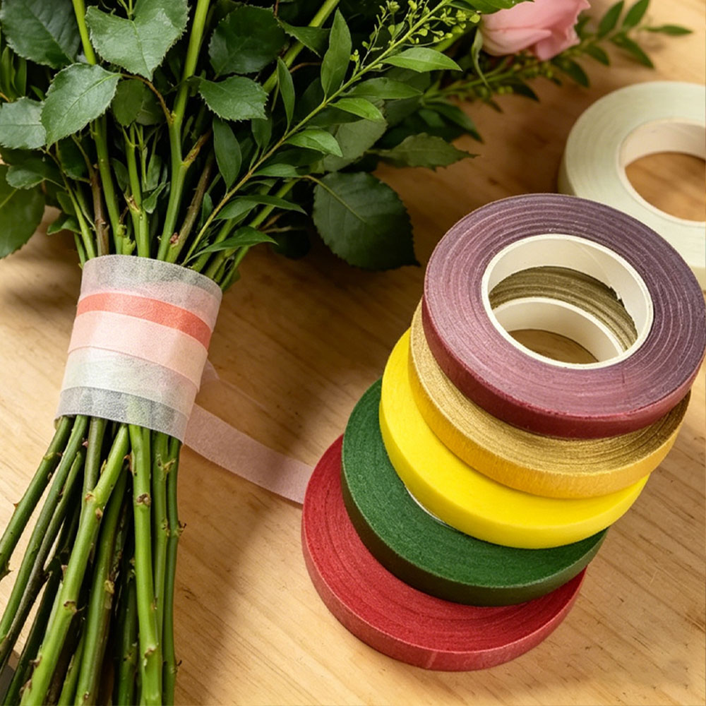 Florist Wreath Supply - 1 Stück Blumenstrauß-Bastelband, grünes selbstklebendes Klebeband,