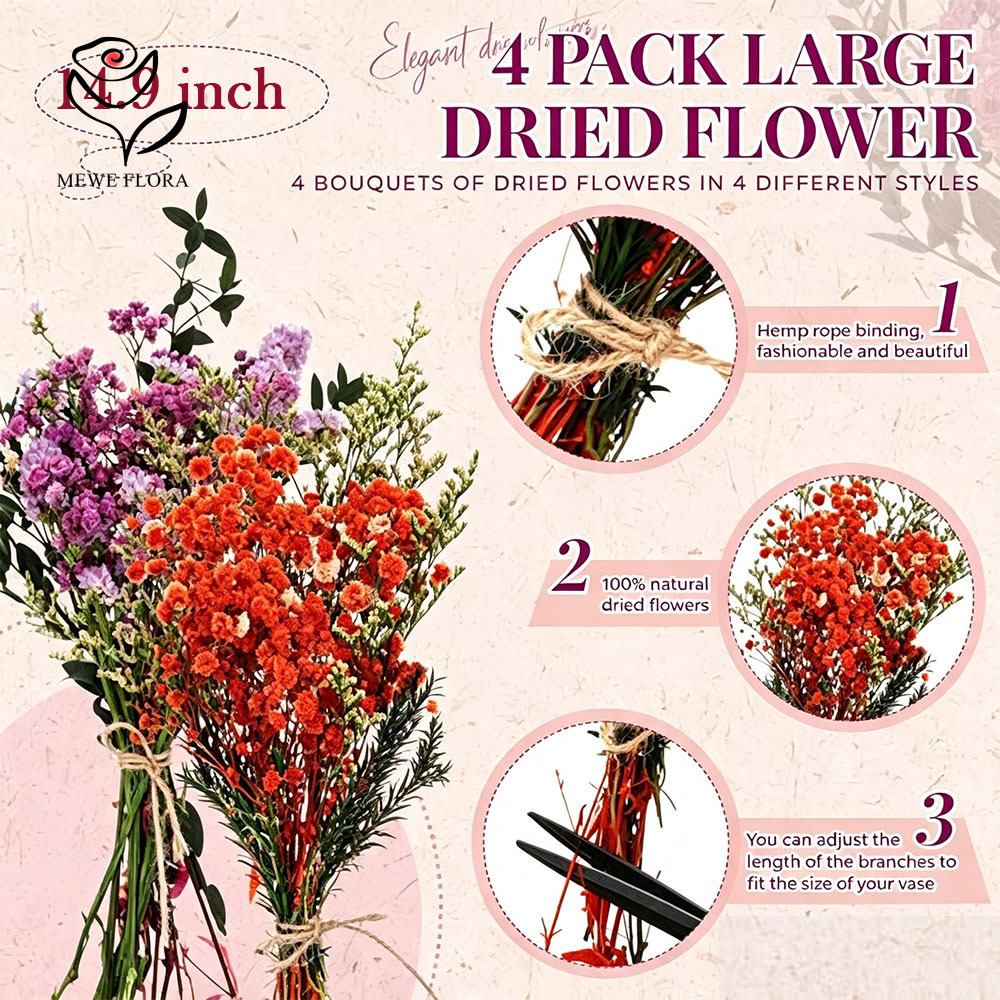Bunte Getrocknete Blumen Natür – Baby Breath Dried Bewertung und Preis