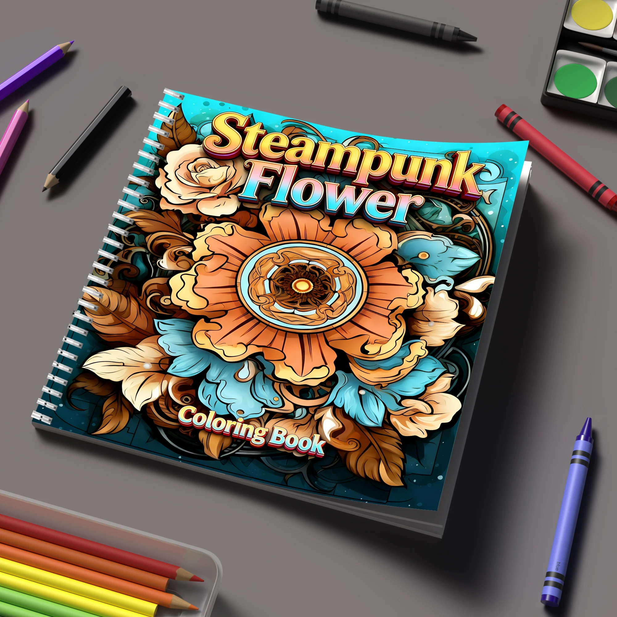 Malbuch „Steampunk-Blumen“ für – Flower Supply Bewertung und Preis